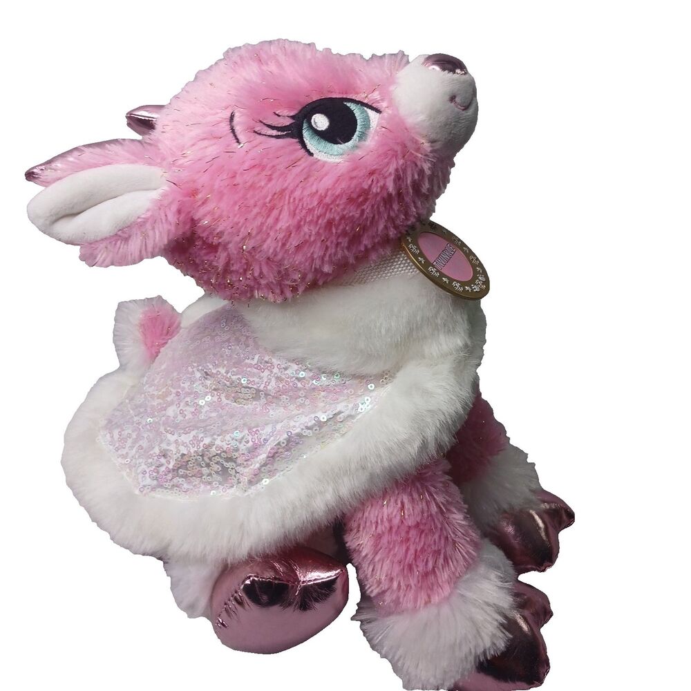 2016 Build a Bear Twinkle Pink Reindeer Sequin Cape Leopard Print Bottoms Preown